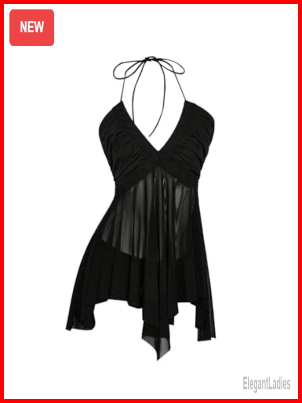 Women's Y2K Mesh Halter Top Asymmetrical Festival Cami